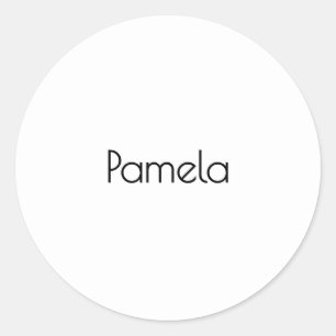 Pegatina Redonda Nombre moderno profesional en blanco y negro minim
