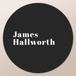 Pegatina Redonda Nombre moderno retro editable elegante (u otro tex