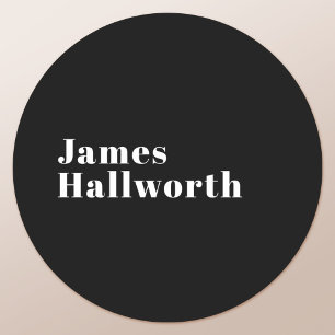 Pegatina Redonda Nombre moderno retro editable elegante (u otro tex