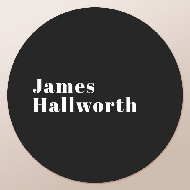 Pegatina Redonda Nombre moderno retro editable elegante (u otro tex (Subido por el creador)