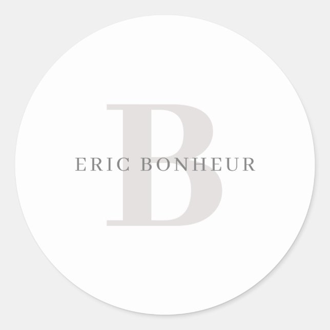 Pegatina Redonda Nombre moderno y monograma de estilo (Anverso)