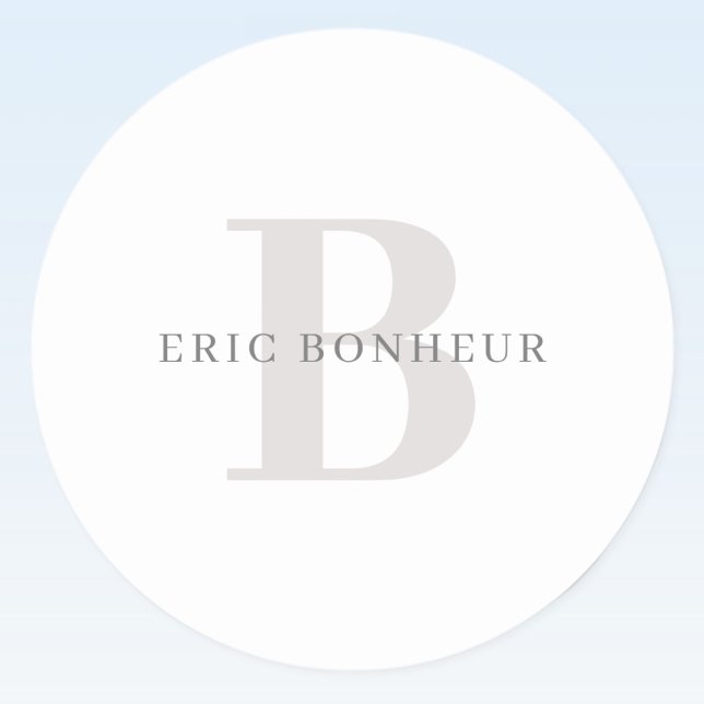 Pegatina Redonda Nombre moderno y monograma de estilo (Subido por el creador)