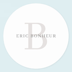 Pegatina Redonda Nombre moderno y monograma de estilo