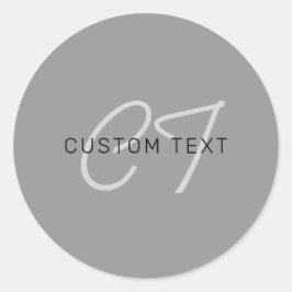 Pegatina Redonda Nombre modificable o saludo | Gris negro y oscuro