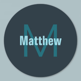 Pegatina Redonda Nombre monogramado de Personalizable negrita simpl