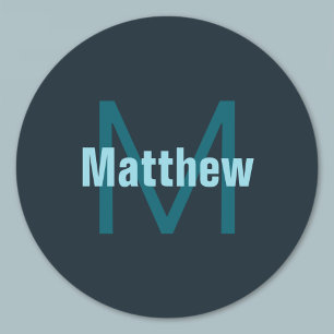 Pegatina Redonda Nombre monogramado de Personalizable negrita simpl