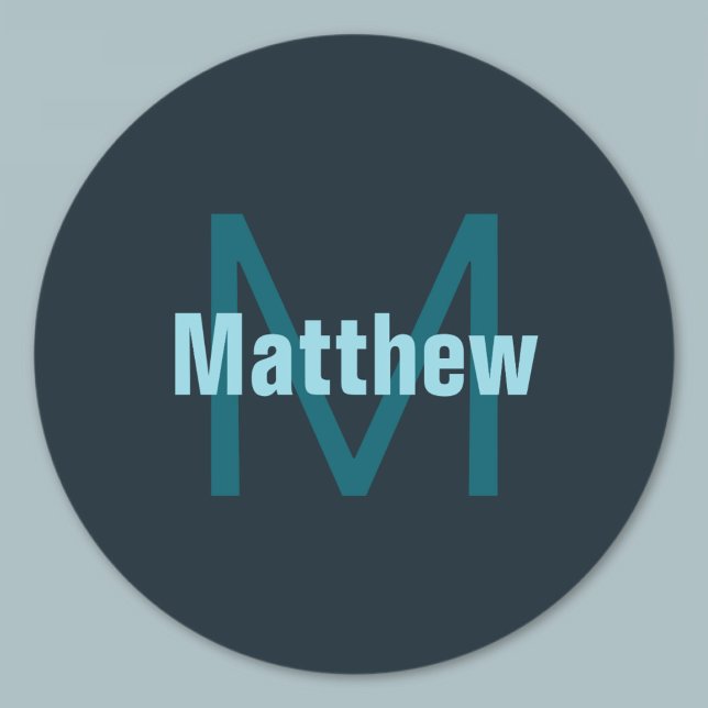 Pegatina Redonda Nombre monogramado de Personalizable negrita simpl (Subido por el creador)