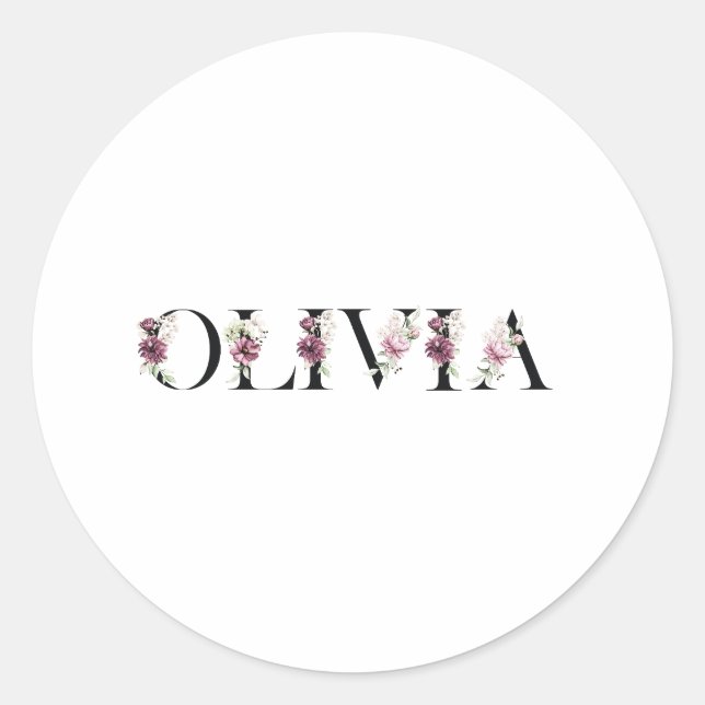 Pegatina Redonda Nombre Olivia (Anverso)