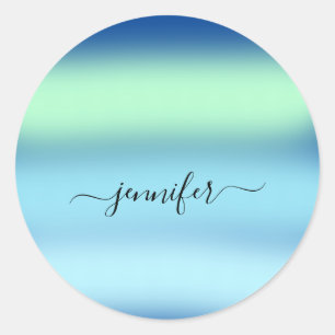 Pegatina Redonda Nombre Pequeñas empresas Gracias Pasteles verdes a