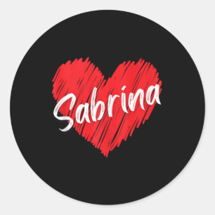 Pegatina Redonda Nombre personal Sabrina I Love Sabrina Heart Vin