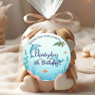 Pegatina Redonda Nombre personalizado bajo la fiesta de cumpleaños 