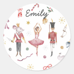 Pegatina Redonda Nombre personalizado Ballet Nutcracker Ballet Ball