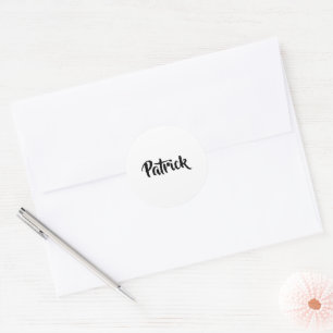 Pegatina Redonda Nombre personalizado blanco plano