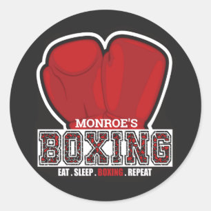 Pegatina Redonda NOMBRE Personalizado Boxer Boxer Glove Prighter