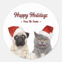 Nombre personalizado Cat and Dog Merry Christmas H