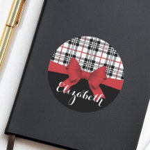 Nombre personalizado Cinta roja y placa de tartán