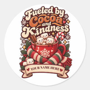 Pegatina Redonda Nombre personalizado Cozy Nurse Era Navidad