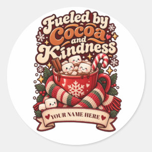 Pegatina Redonda Nombre personalizado Cozy Teacher Era Navidad