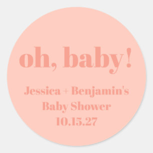 Pegatina Redonda Nombre personalizado de Baby Shower de la bandeja