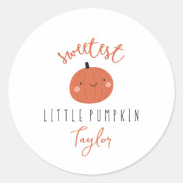 Pegatina Redonda nombre personalizado de calabaza más dulce