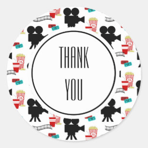 Pegatina Redonda Nombre personalizado de cámara temática de pelí