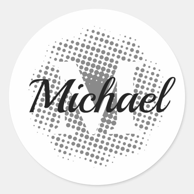 Pegatina Redonda Nombre personalizado de la carta inicial (Anverso)