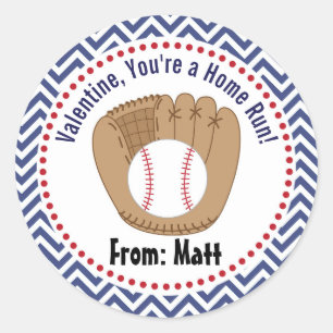Pegatina Redonda Nombre personalizado de la escuela de Béisbol Vale