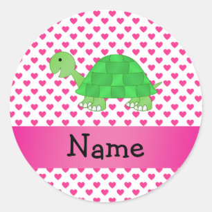 Pegatina Redonda Nombre personalizado de la linda tortuga