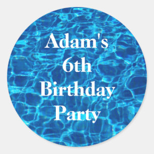 Pegatina Redonda Nombre personalizado de la piscina de cumpleaños F