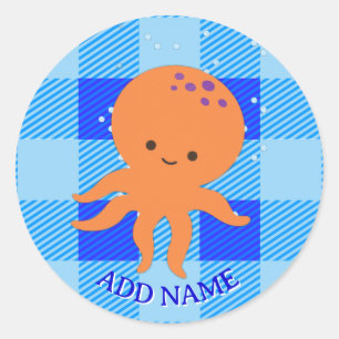 Pegatina Redonda Nombre personalizado de la placa azul del Personal