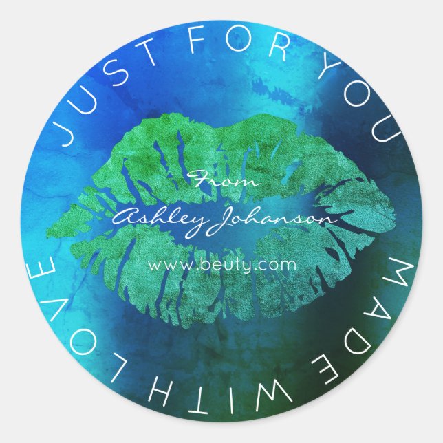 Pegatina Redonda Nombre personalizado de los labios de maquillaje d (Anverso)