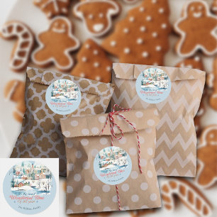 Pegatina Redonda Nombre personalizado de Navidades de vacaciones de