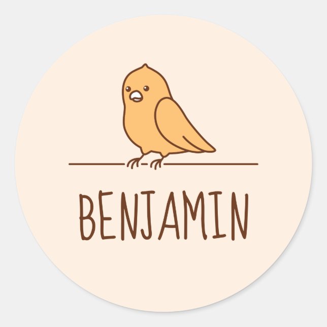 Pegatina Redonda Nombre personalizado de pájaro Mascota de loros (Anverso)