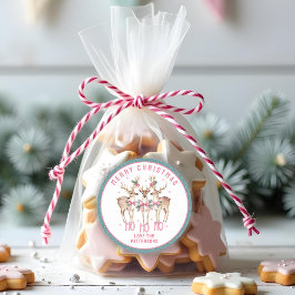 Pegatina Redonda Nombre personalizado de reno navideño