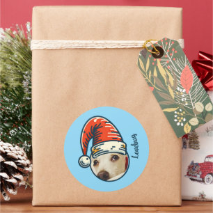 Pegatina Redonda Nombre personalizado de Santa foto personalizada