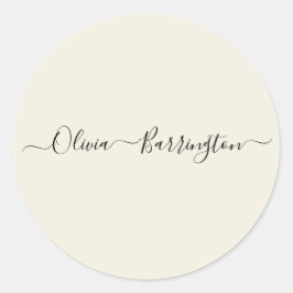 Pegatina Redonda Nombre personalizado de secuencia de comandos blan