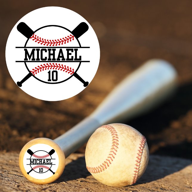 Pegatina Redonda Nombre personalizado del botón del béisbol de béis (Subido por el creador)