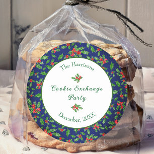 Pegatina Redonda Nombre personalizado del Fiesta de Cookie Exchange