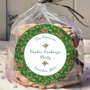 Pegatina Redonda Nombre personalizado del Fiesta de Cookie Exchange