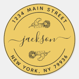 Pegatina Redonda Nombre personalizado Dirección de devolución de re