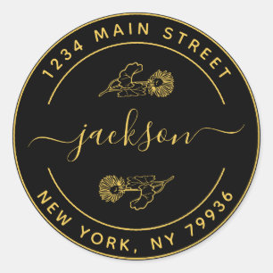 Pegatina Redonda Nombre personalizado Dirección de devolución de re