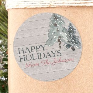 Pegatina Redonda Nombre Personalizado Felices Fiestas Marcas de col