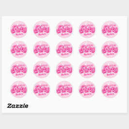 Pegatina Redonda Nombre Personalizado Fiesta Brillo Rosa Elegante