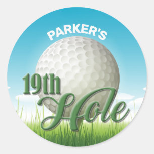 Pegatina Redonda NOMBRE personalizado Golfer Golf Pro Ball 19th Hol