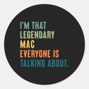 Pegatina Redonda Nombre personalizado legendario de Mac
