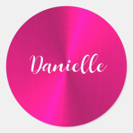 Pegatina Redonda Nombre personalizado metalizado falso brillante ro