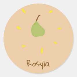 Pegatina Redonda Nombre personalizado pintado de pera en marrón