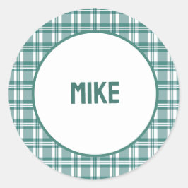 Pegatina Redonda Nombre personalizado | Placa verde