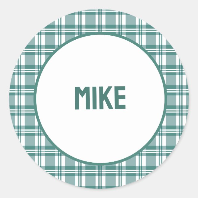 Pegatina Redonda Nombre personalizado | Placa verde (Anverso)