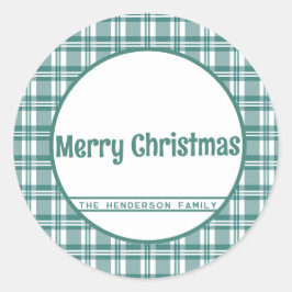 Pegatina Redonda Nombre personalizado | Placa verde | Feliz Navidad